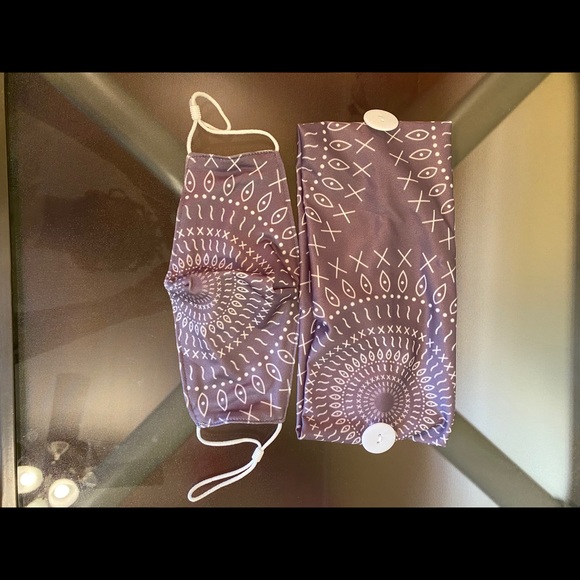 Aztec Gray Head-Wrap Face Mask - Picture 3 of 4